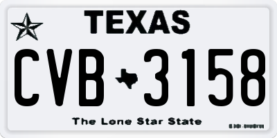 TX license plate CVB3158