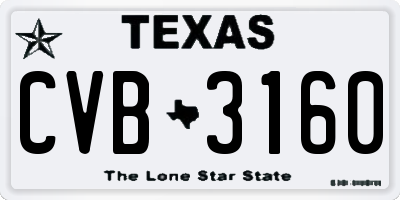 TX license plate CVB3160