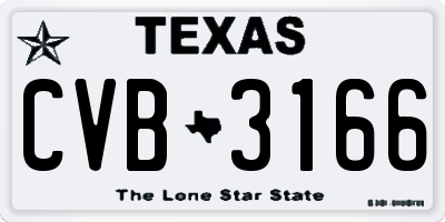 TX license plate CVB3166