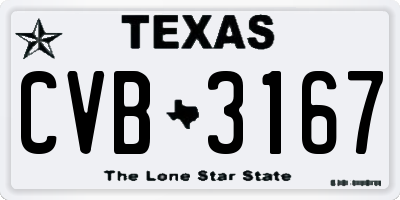 TX license plate CVB3167