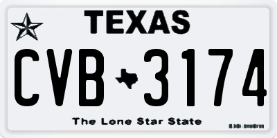 TX license plate CVB3174