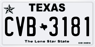 TX license plate CVB3181