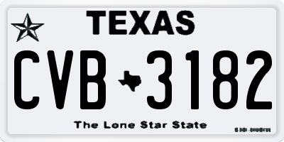 TX license plate CVB3182