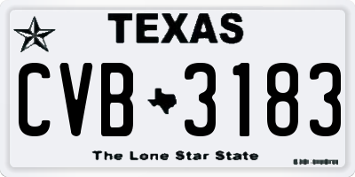 TX license plate CVB3183