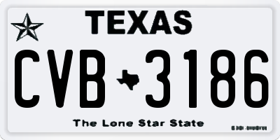 TX license plate CVB3186