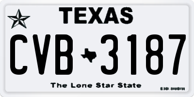 TX license plate CVB3187