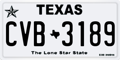 TX license plate CVB3189
