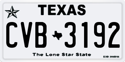 TX license plate CVB3192