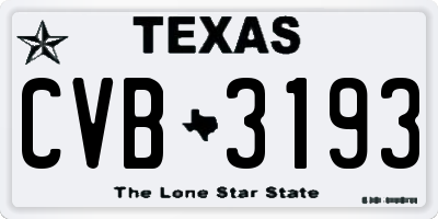 TX license plate CVB3193