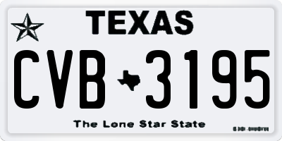 TX license plate CVB3195