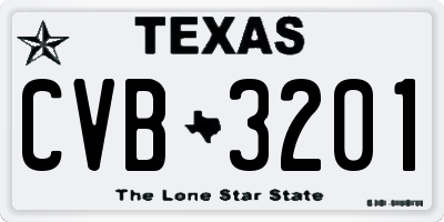TX license plate CVB3201