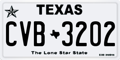 TX license plate CVB3202