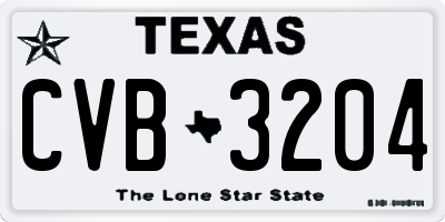 TX license plate CVB3204