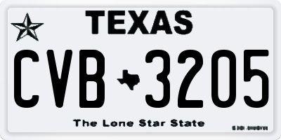 TX license plate CVB3205