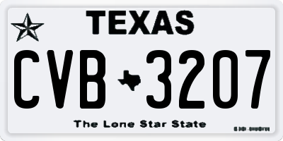 TX license plate CVB3207