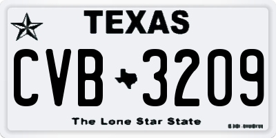 TX license plate CVB3209