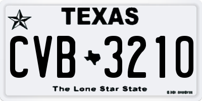TX license plate CVB3210