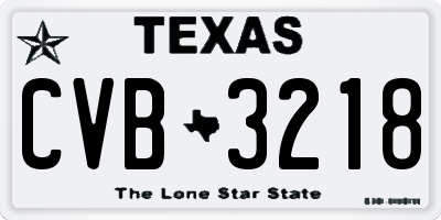 TX license plate CVB3218