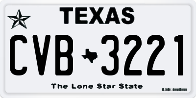 TX license plate CVB3221