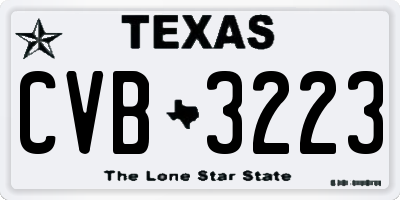 TX license plate CVB3223