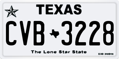 TX license plate CVB3228