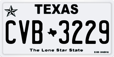 TX license plate CVB3229