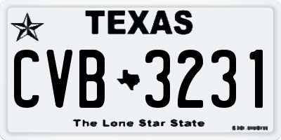 TX license plate CVB3231