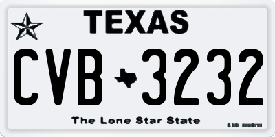 TX license plate CVB3232