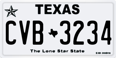 TX license plate CVB3234