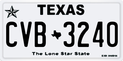 TX license plate CVB3240