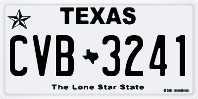 TX license plate CVB3241