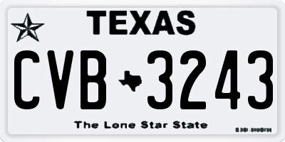 TX license plate CVB3243