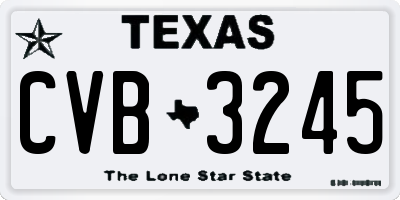 TX license plate CVB3245