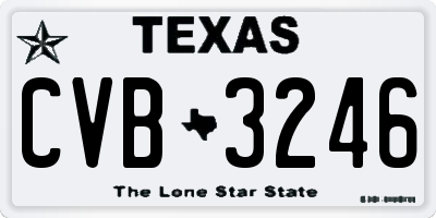 TX license plate CVB3246