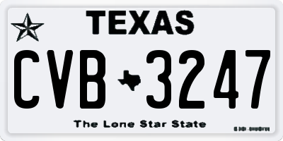 TX license plate CVB3247