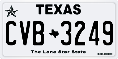 TX license plate CVB3249