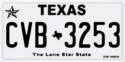 TX license plate CVB3253