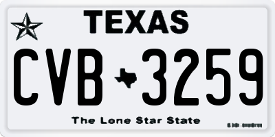 TX license plate CVB3259