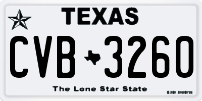 TX license plate CVB3260