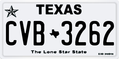 TX license plate CVB3262