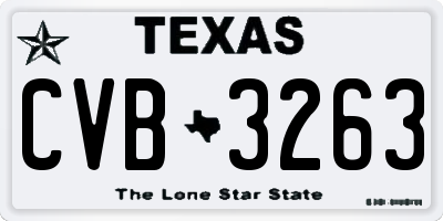 TX license plate CVB3263