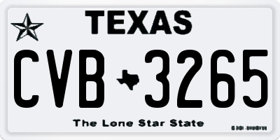 TX license plate CVB3265