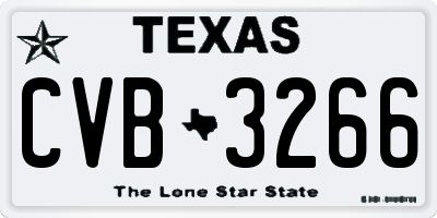 TX license plate CVB3266