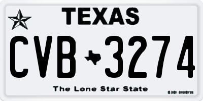 TX license plate CVB3274