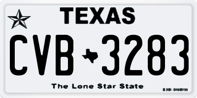 TX license plate CVB3283