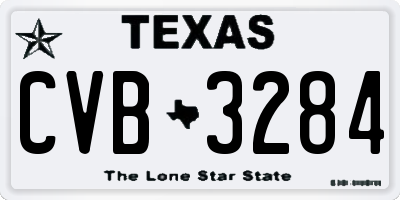 TX license plate CVB3284