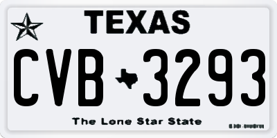 TX license plate CVB3293