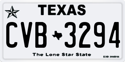 TX license plate CVB3294