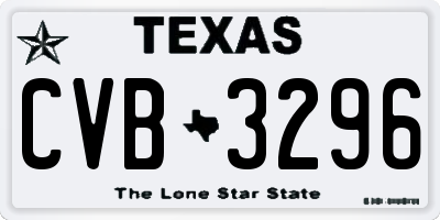 TX license plate CVB3296