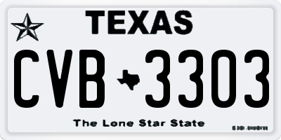 TX license plate CVB3303